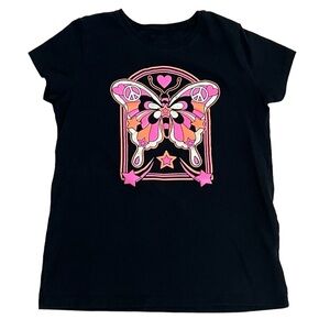 The Children’s Place Black Butterfly Short Sleeve Graphic Tee Size XL 14